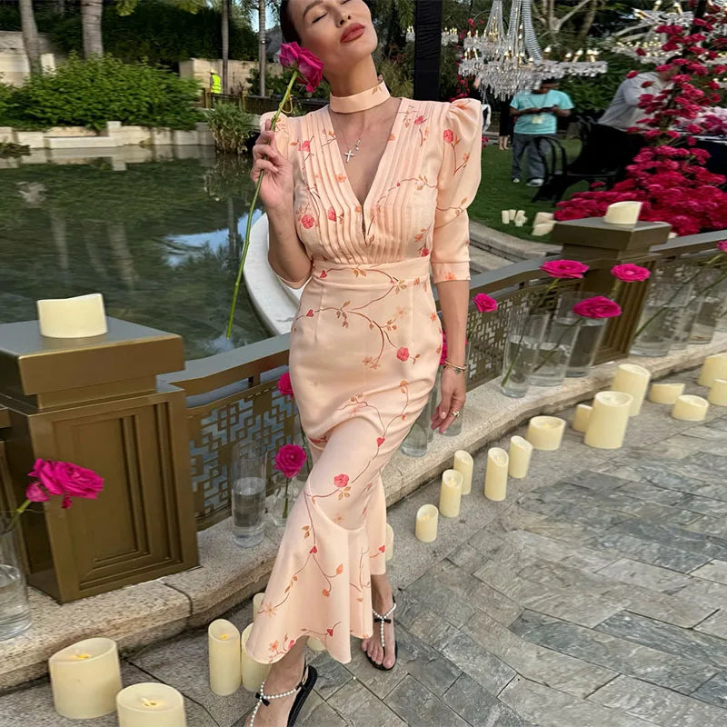 Sabine V-Neck Midi Dress