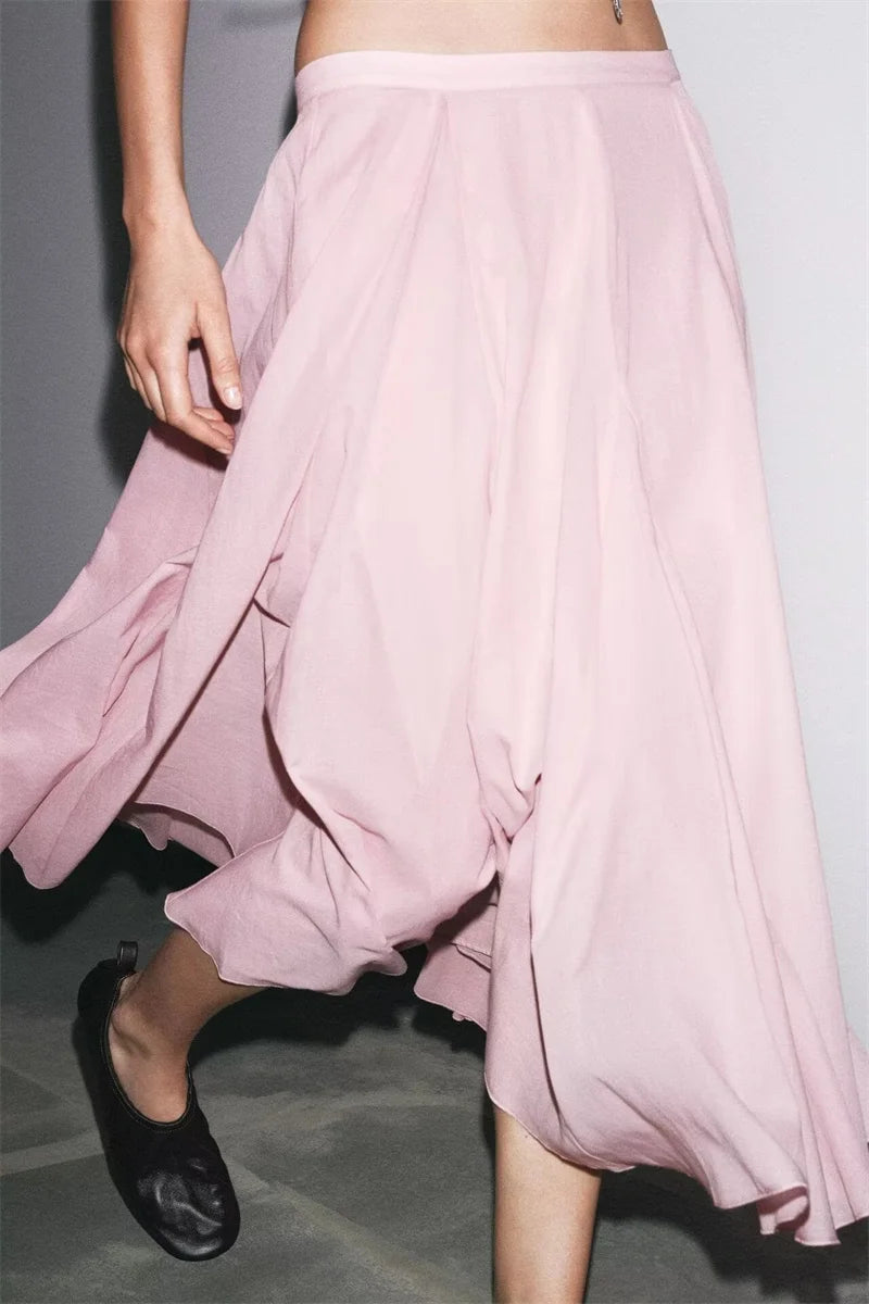 The Auretta Skirt – Elegant Ballet Pink Pleated Midi