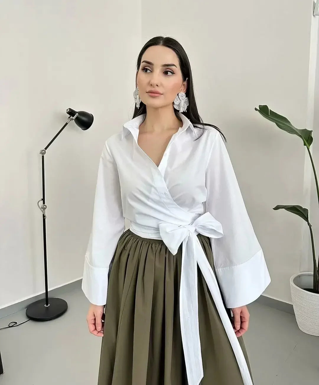 Liora Draped Wrap Blouse