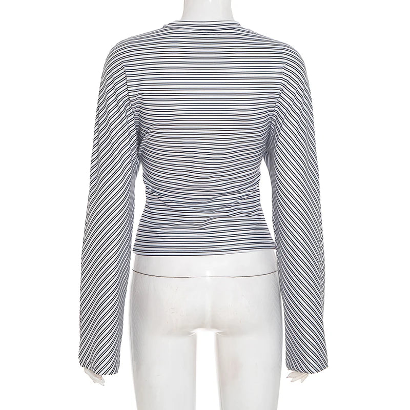 The Marivelle Tee – Striped Fitted Long-Sleeve
