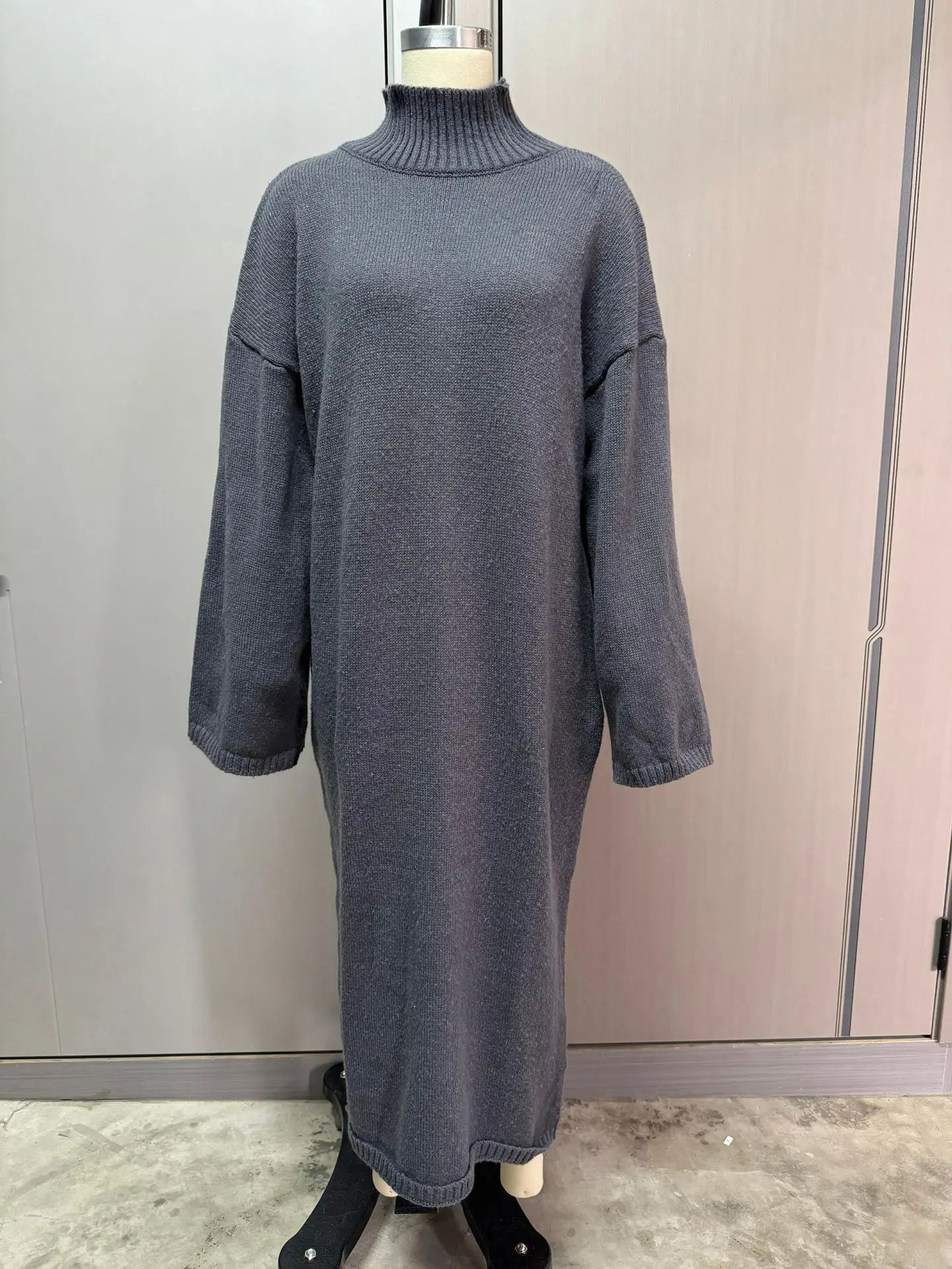 Long Knit Dress with Gentle Hug Silhouette