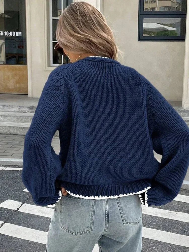 The Adélise Cardigan – Bow-Tied V-Neck Knit