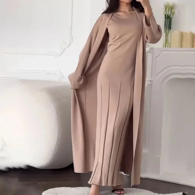 Luxe Knit Cardigan & Dress Ensemble