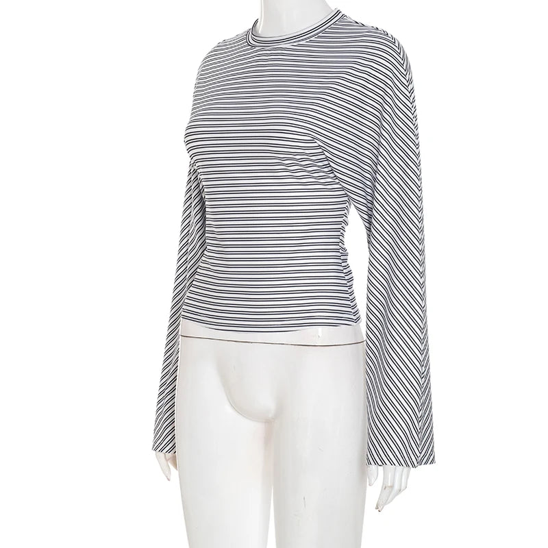 The Marivelle Tee – Striped Fitted Long-Sleeve