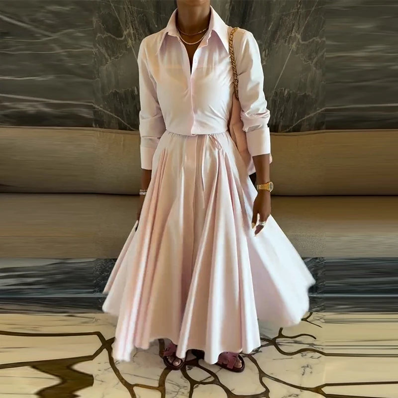Classic Corinne Pleated Button-Down Dress