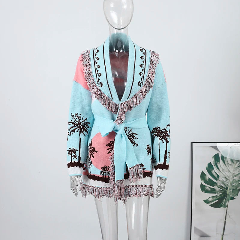 Pattern Knit with Lace-Up Front