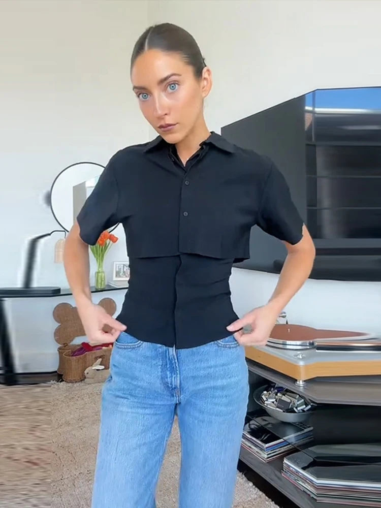 Selene Tailored Slim Lapel Blouse