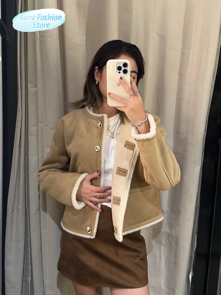 The Adriane Coat – Round Neck Wool Blend Jacket