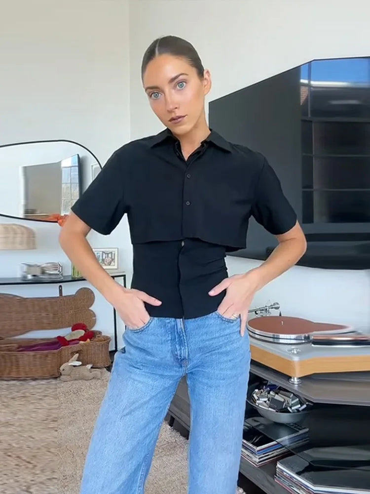 Selene Tailored Slim Lapel Blouse