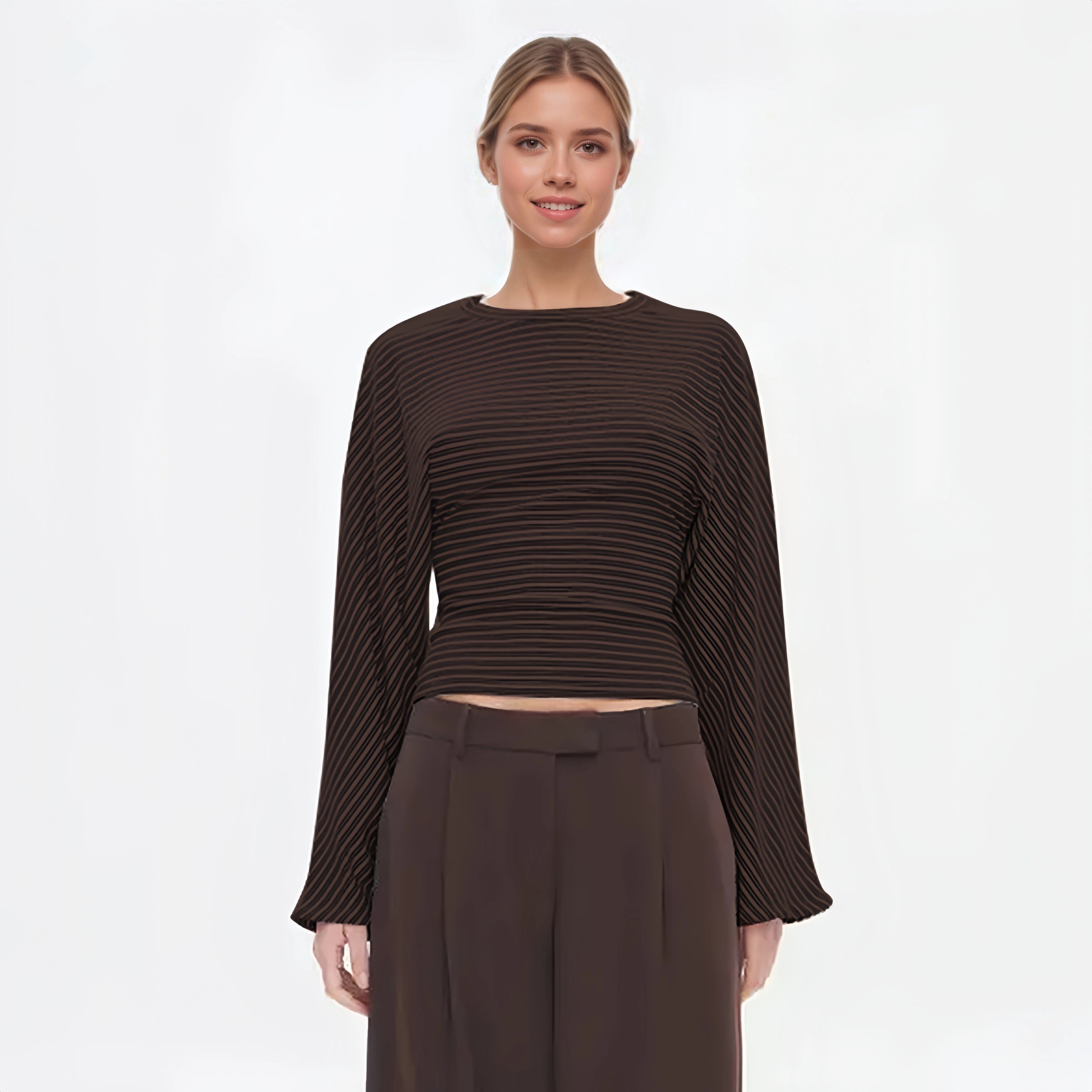 The Marivelle Tee – Striped Fitted Long-Sleeve