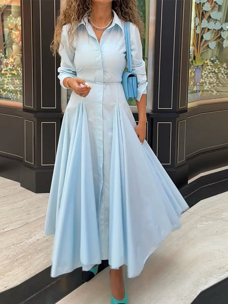 Classic Corinne Pleated Button-Down Dress