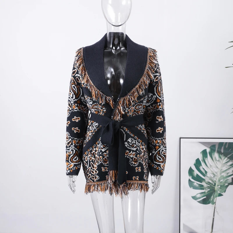 Pattern Knit with Lace-Up Front