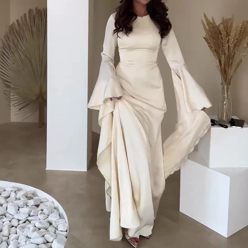 Isadora Sleek Waist Cinching Flared Gown