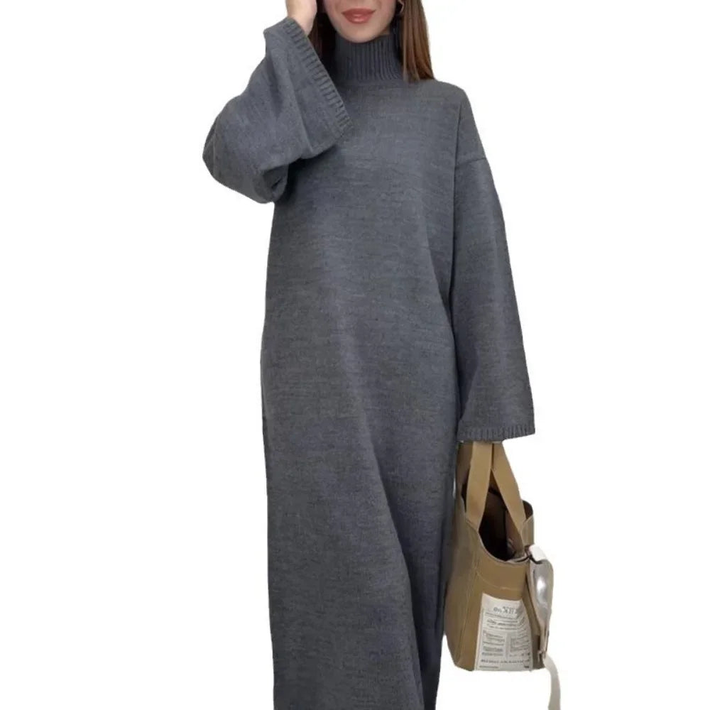 Long Knit Dress with Gentle Hug Silhouette