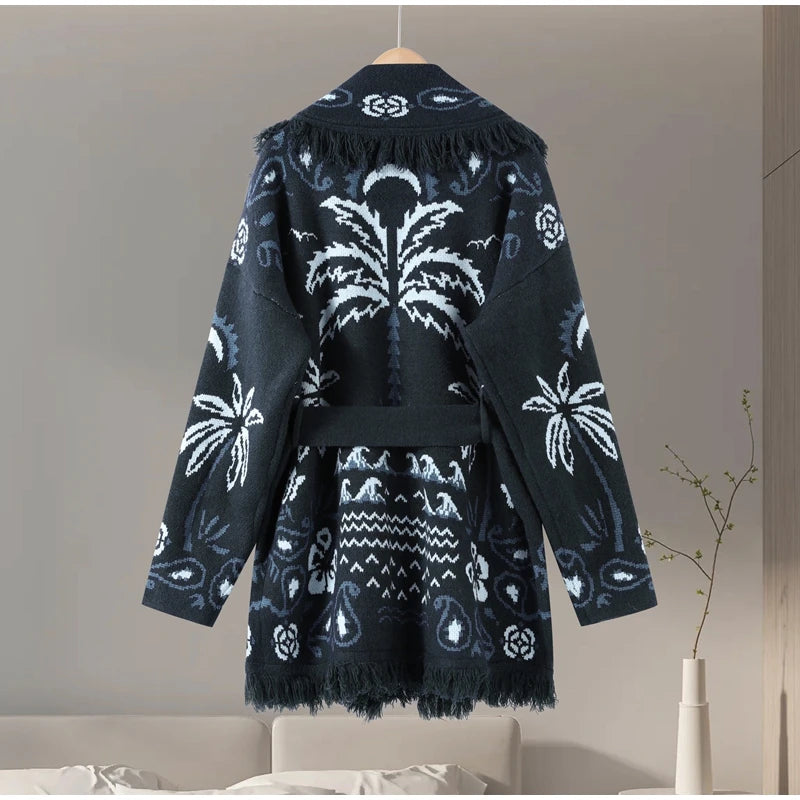 Pattern Knit with Lace-Up Front