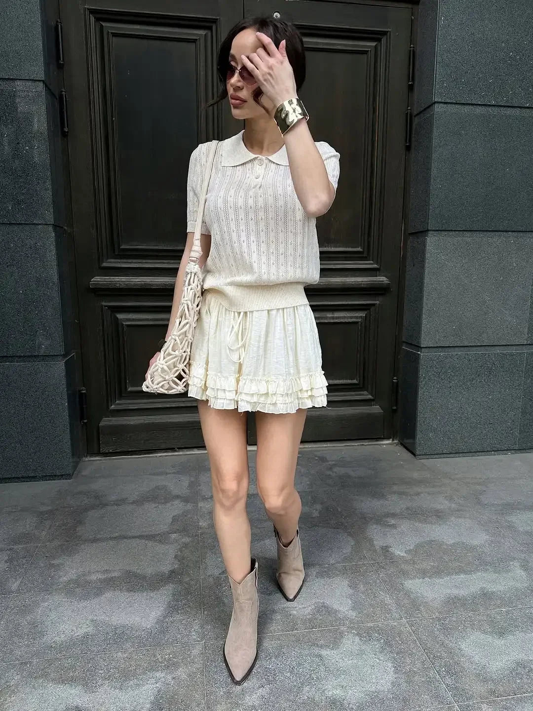 The Maelis Knit Top – Hollowed Knit Polo