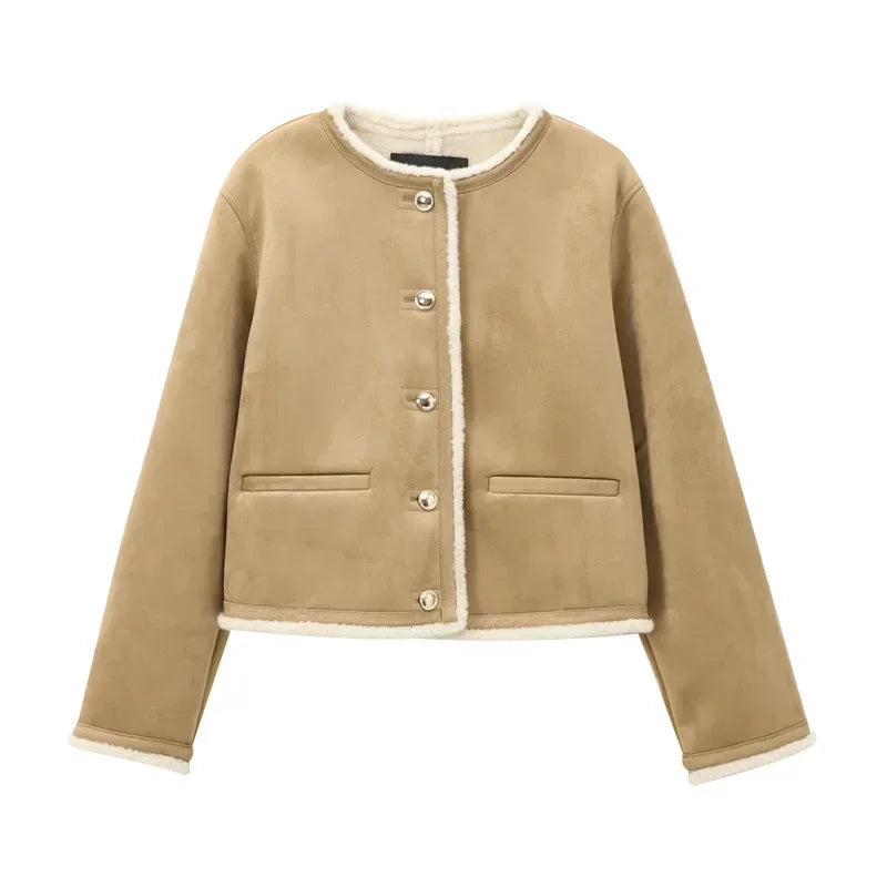 The Adriane Coat – Round Neck Wool Blend Jacket