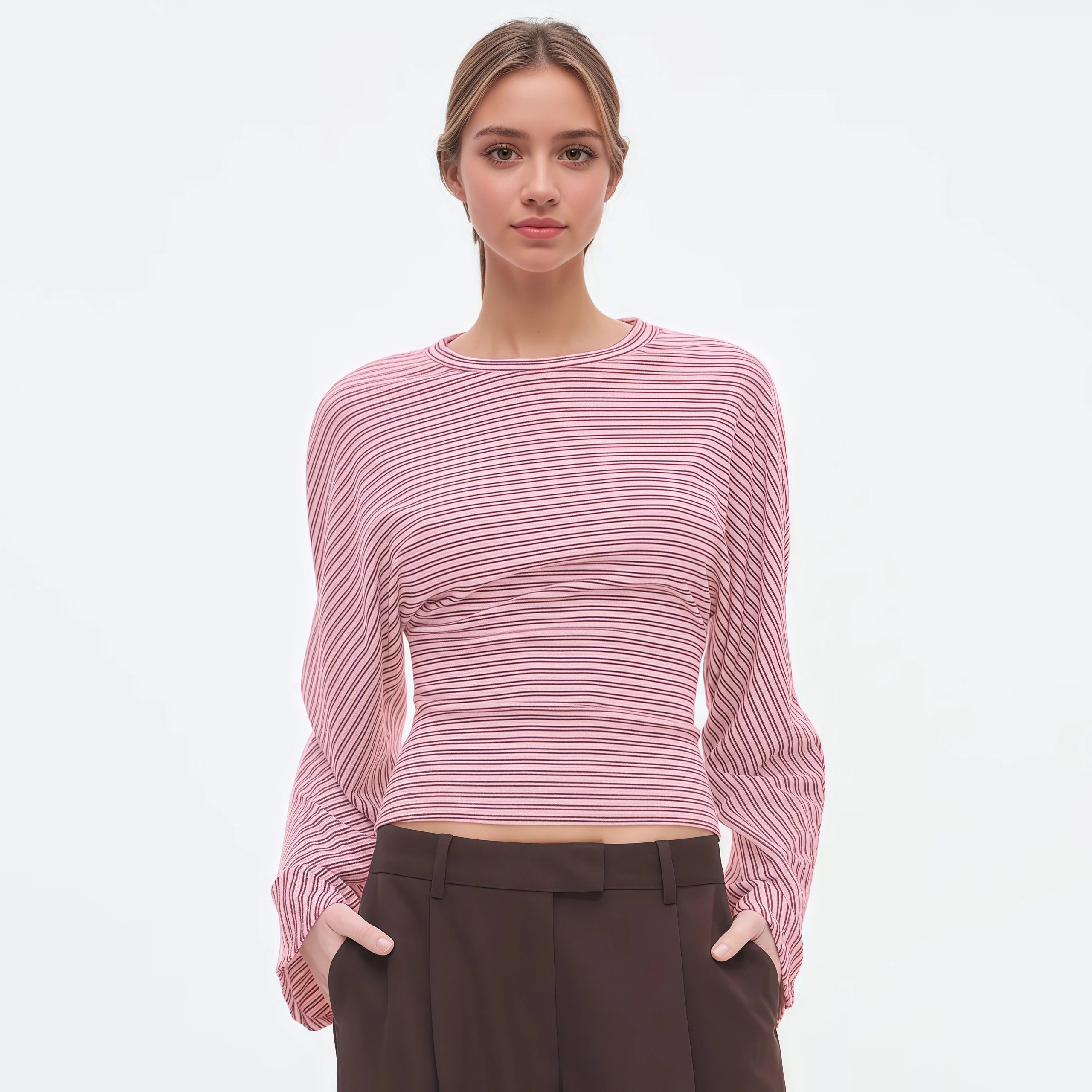 The Marivelle Tee – Striped Fitted Long-Sleeve