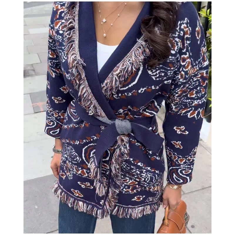 Pattern Knit with Lace-Up Front