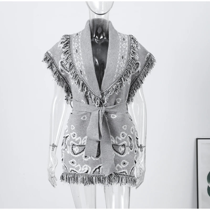 Pattern Knit with Lace-Up Front