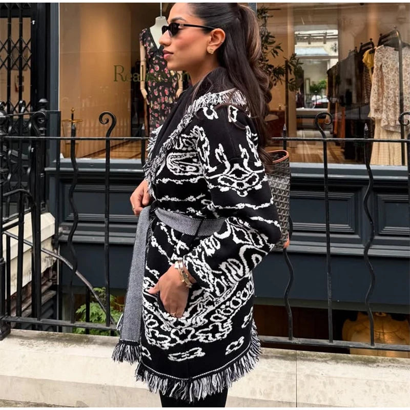 Pattern Knit with Lace-Up Front