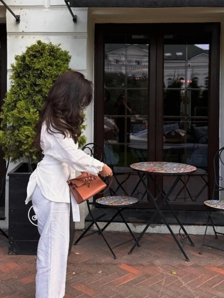The Sabine Perspective Lace-Tie Blouse