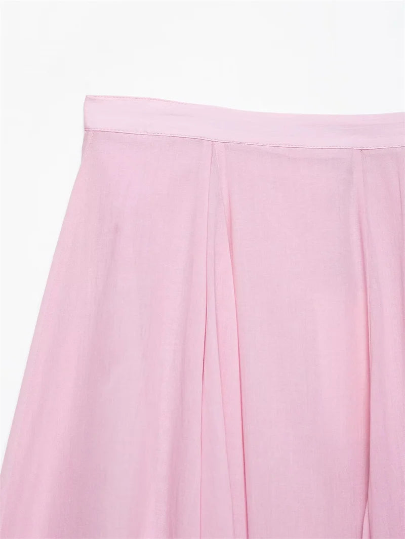 The Auretta Skirt – Elegant Ballet Pink Pleated Midi
