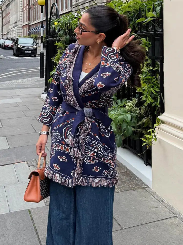 Pattern Knit with Lace-Up Front