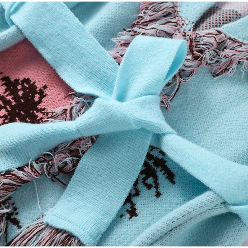 Pattern Knit with Lace-Up Front