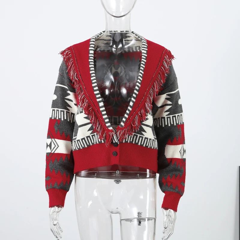 Pattern Knit with Lace-Up Front