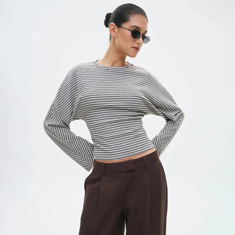 The Marivelle Tee – Striped Fitted Long-Sleeve