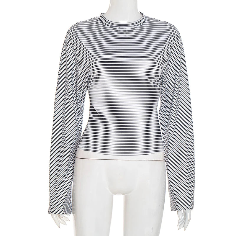 The Marivelle Tee – Striped Fitted Long-Sleeve