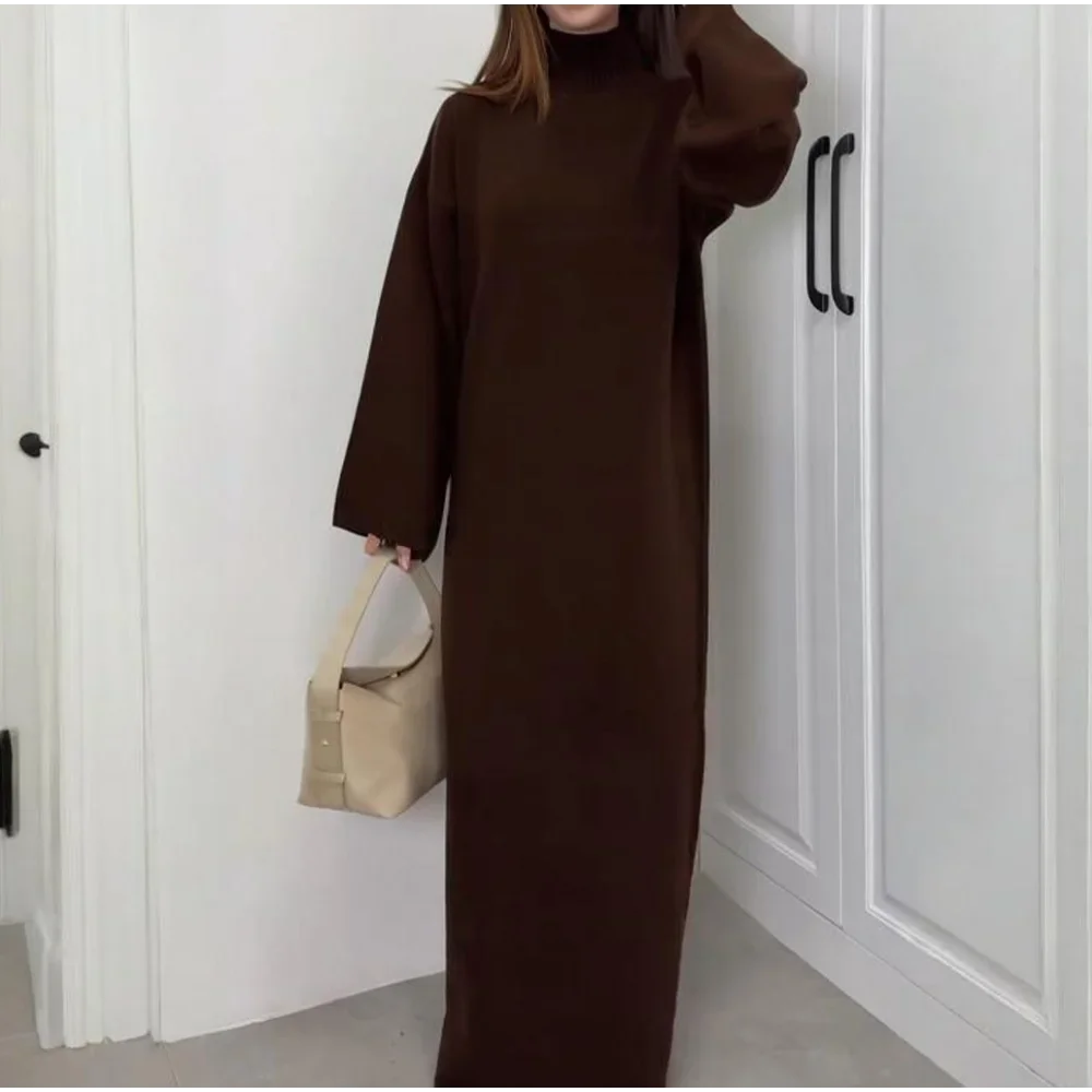 Long Knit Dress with Gentle Hug Silhouette