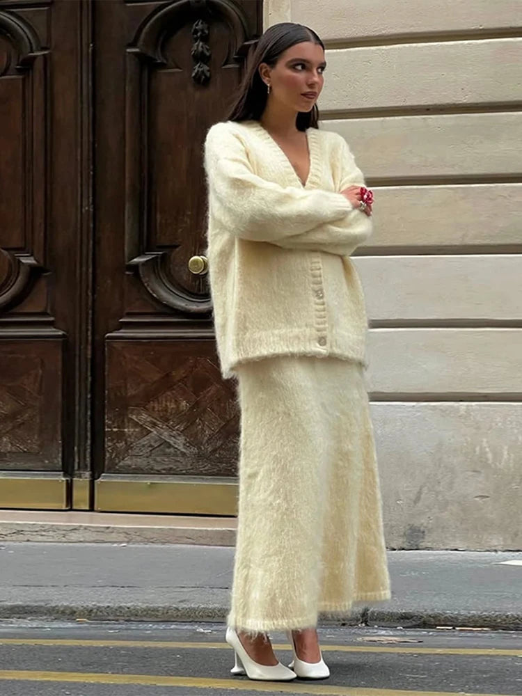 The Adrastine Set – Single-Breasted Knit Co-ord