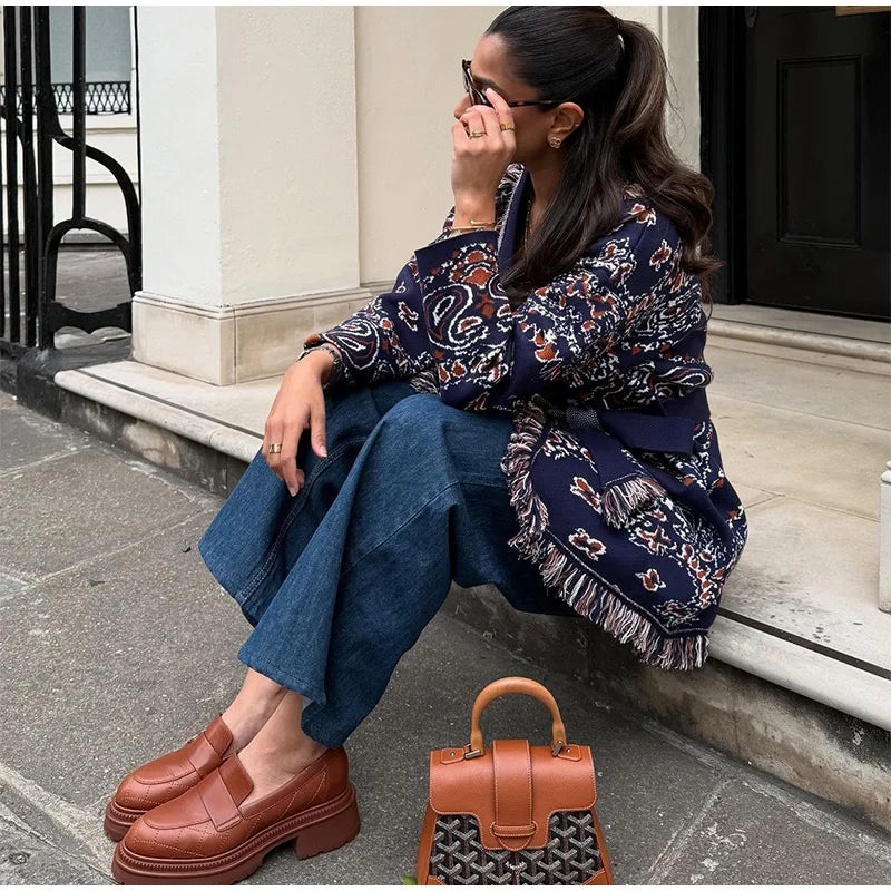 Pattern Knit with Lace-Up Front