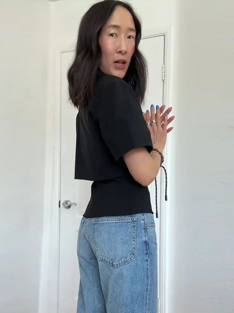 Selene Tailored Slim Lapel Blouse