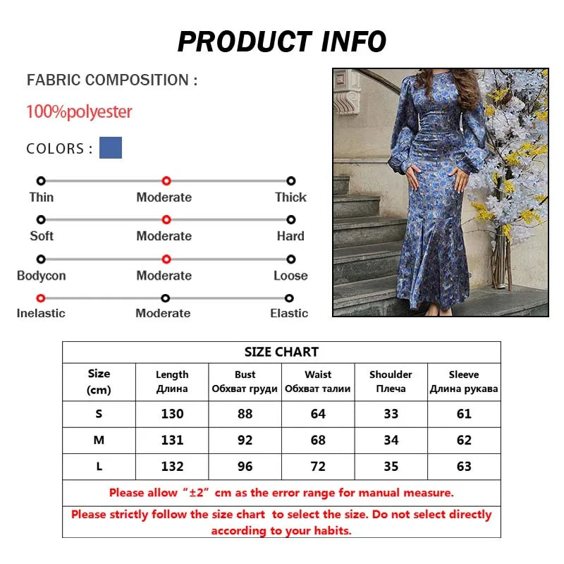 The Marielle Dress-  Elegant Blue Floral Mermaid Dress