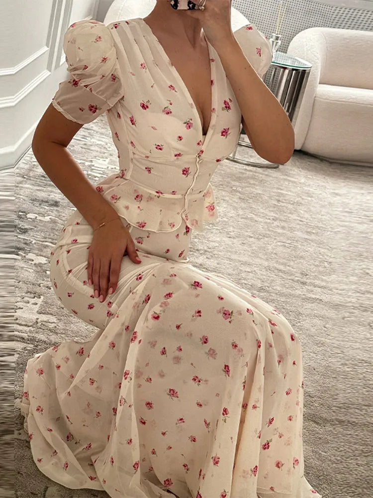 The Oriane Set – Ruffled Shirt & Long Mermaid Skirt