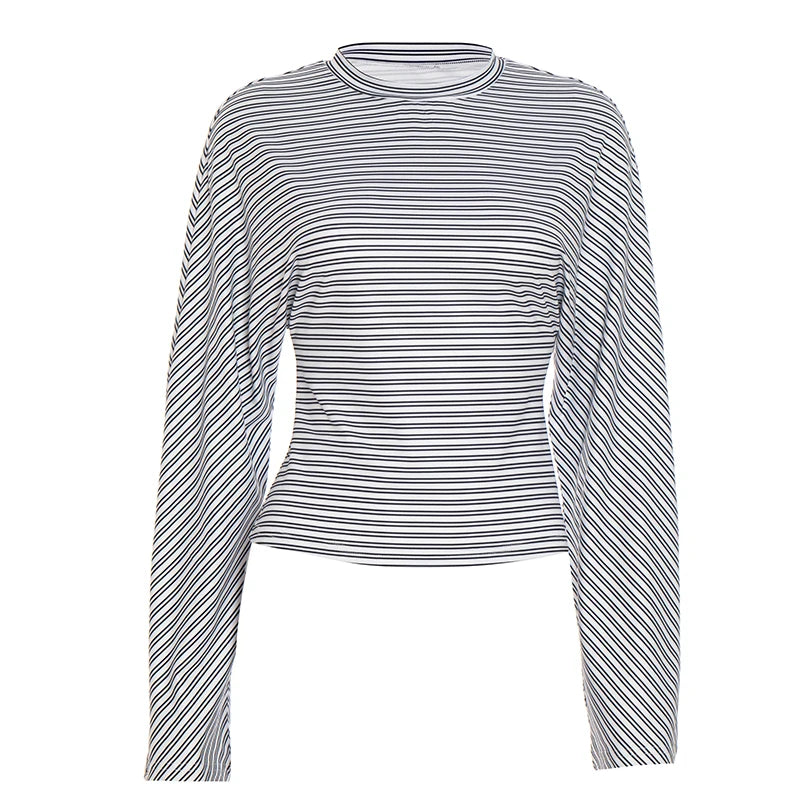 The Marivelle Tee – Striped Fitted Long-Sleeve