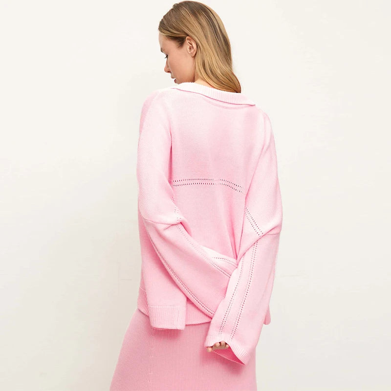 The Maelis Ensemble – Flowing Knit Top & Maxi Skirt