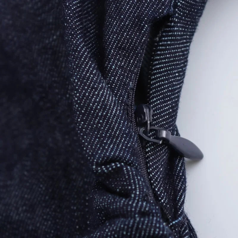 The Evette Ruched Denim Midi in Navy