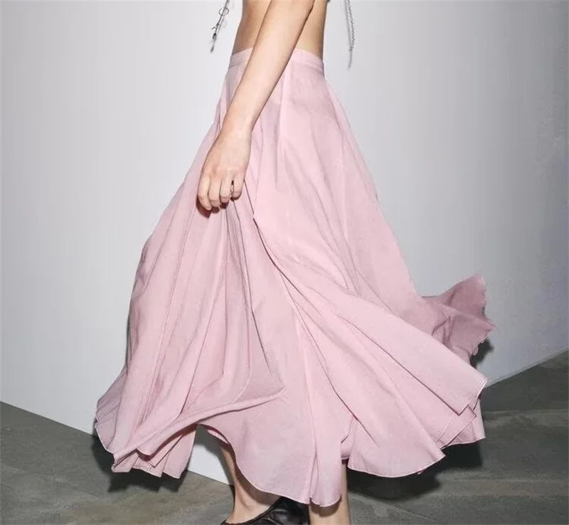 The Auretta Skirt – Elegant Ballet Pink Pleated Midi