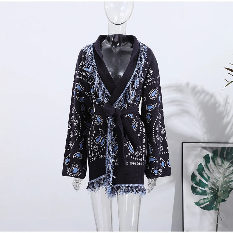 Pattern Knit with Lace-Up Front