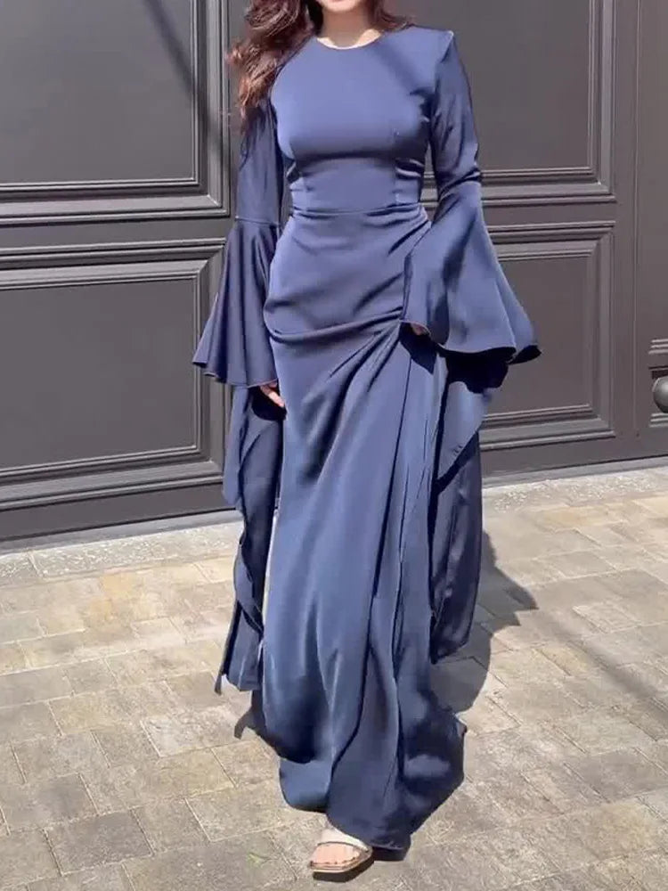 Isadora Sleek Waist Cinching Flared Gown