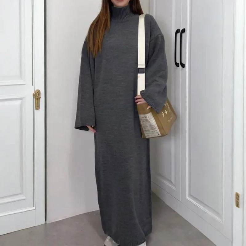 Long Knit Dress with Gentle Hug Silhouette
