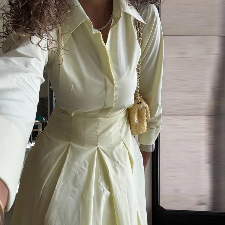 Classic Corinne Pleated Button-Down Dress