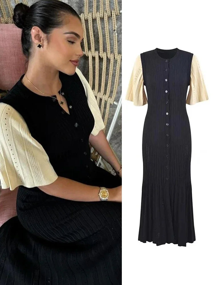 Isolde Chic Patchwork Knit Maxi