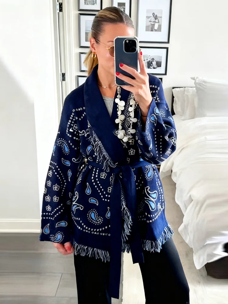 Pattern Knit with Lace-Up Front