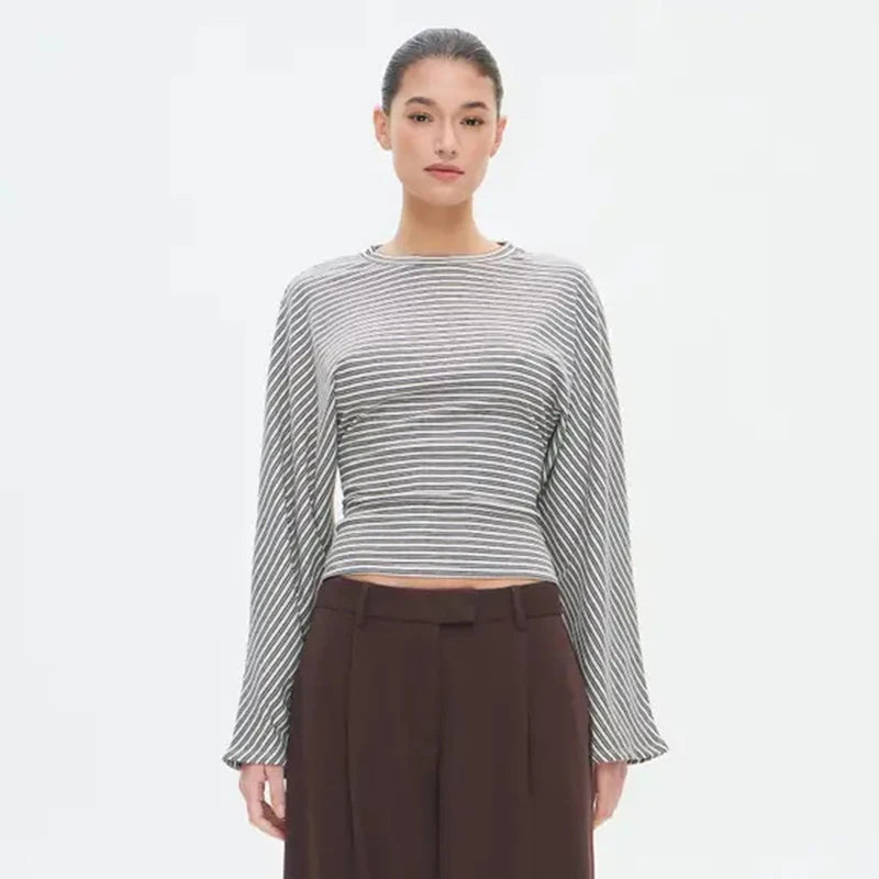 The Marivelle Tee – Striped Fitted Long-Sleeve