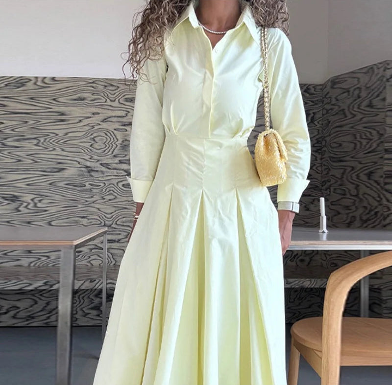 Classic Corinne Pleated Button-Down Dress